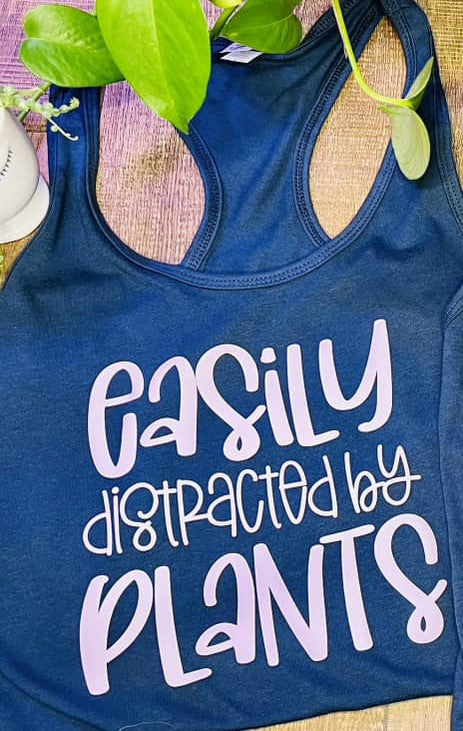 Dark Blue "Easily Distracted by Plants" Tank